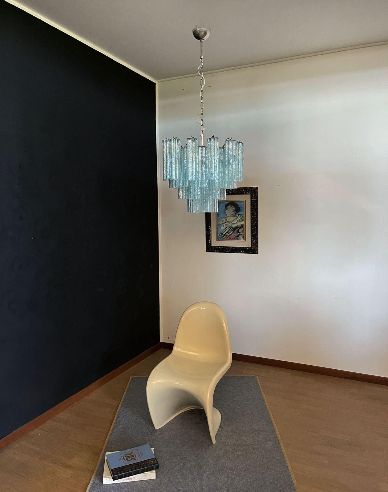 photo vintage Fantastic Murano Glass Tube Chandelier   36 Blue Glass Tube