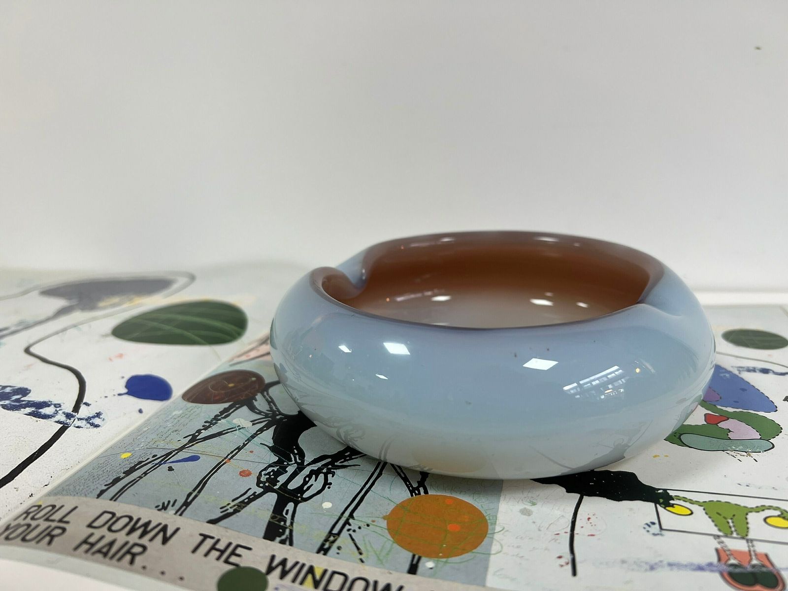 Vintage Murano Opaline Glass Ashtray, Vintage Art Glass photo buy