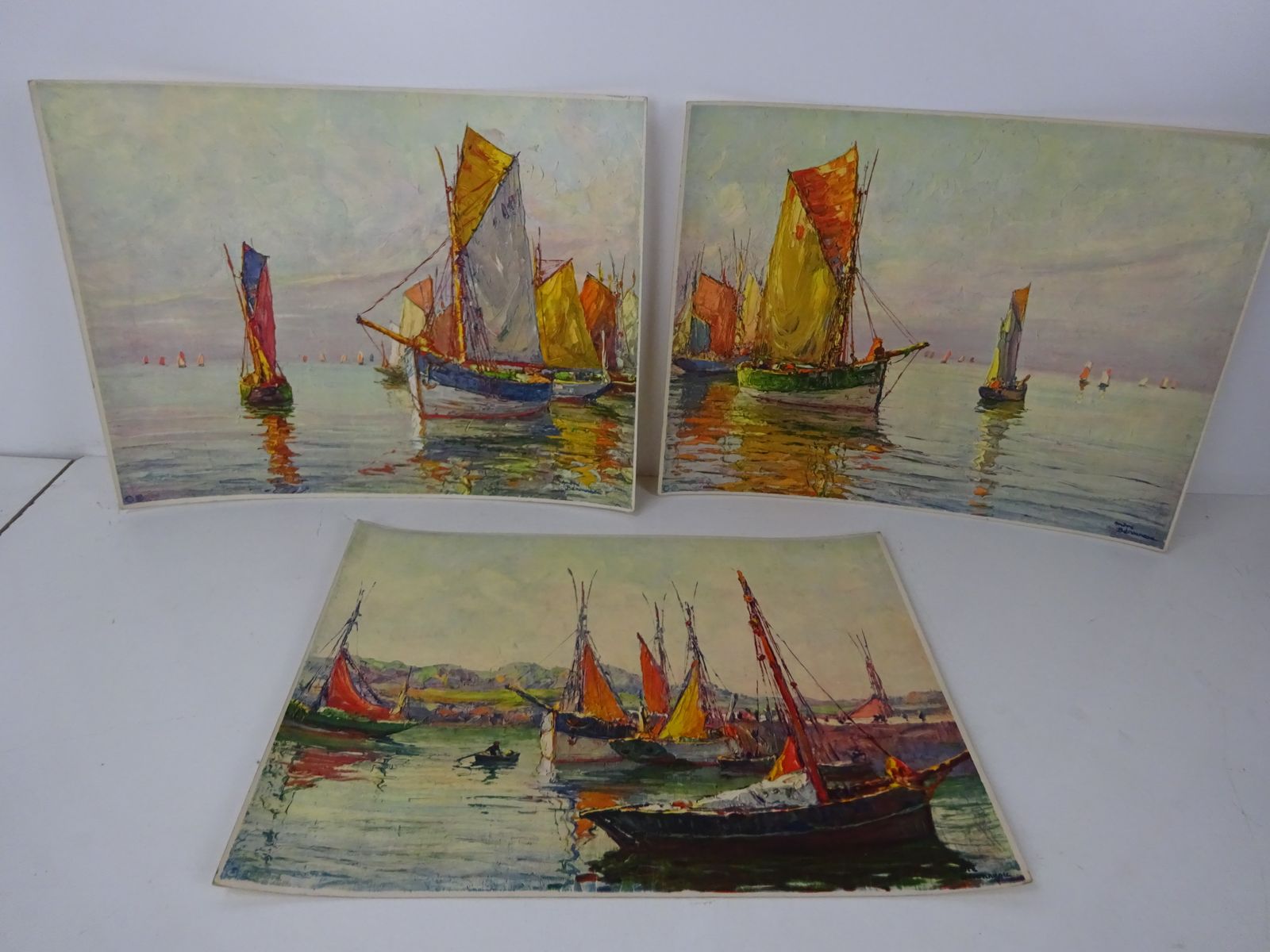 3 Mid Century French Marine Litho Prints Andre Beronneau (Frameless) Stehli Freres