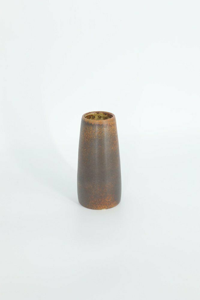 Small Mid Century Scandinavian Modern Collectible Chocolate Stoneware Vase By Gunnar Borg For Höganäs Ceramics, 1960s photo furniture