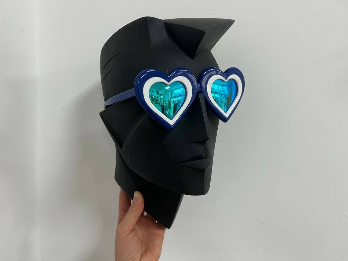 Vintage Black Face Sculpture, Original Lindsey B Balkweill Wall Mask Brian, Plastic Sculpture Mannequin, Sunglass Display photo furniture