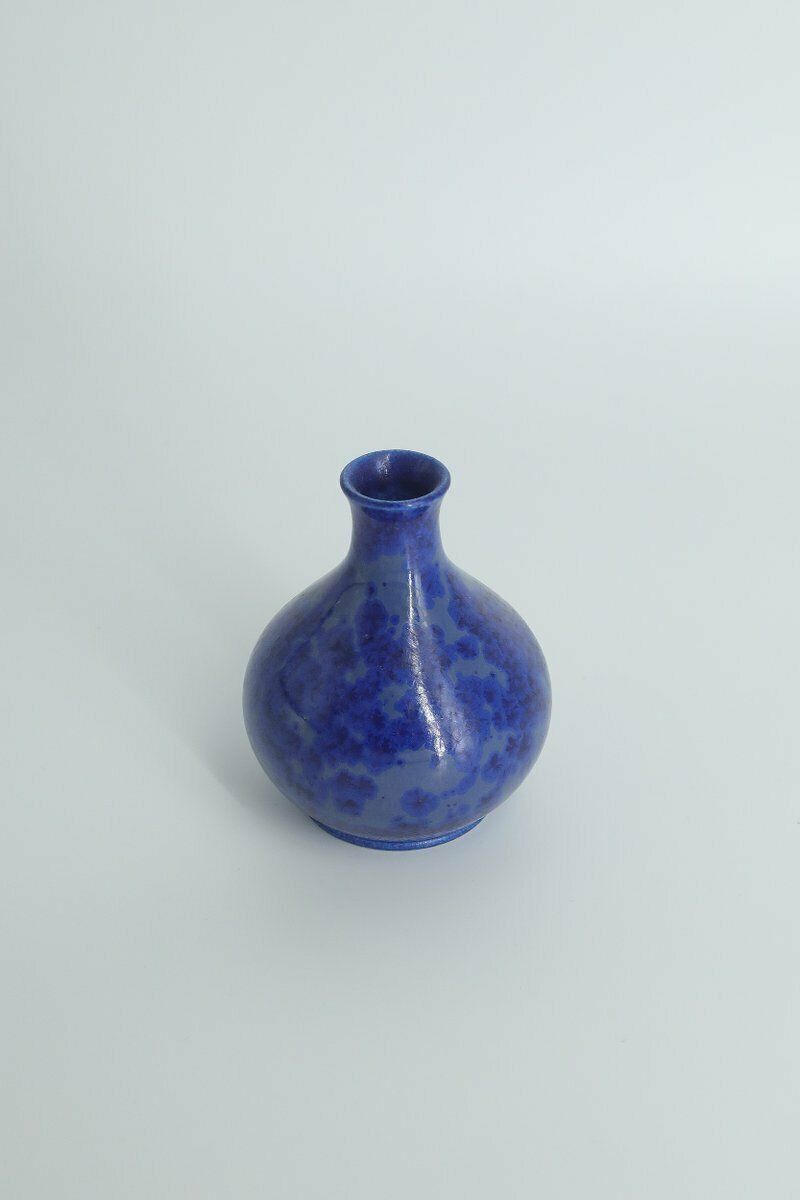 Small Mid Century Scandinavian Modern Collectible Sapphire Stoneware Vase No. 14 11 2000 By Gunnar Borg For Höganäs Ceramics, 1960s photo Home Decor