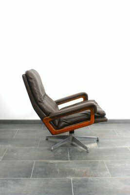 King Chair In Brown Leather By André Vandenbeuck For Strässle 1960s photo 1643.0