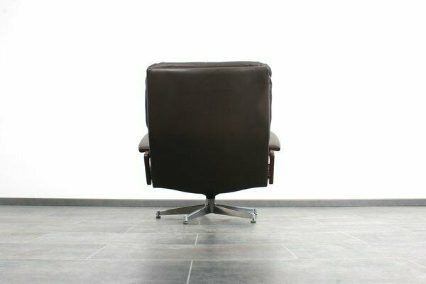 Furniture King Chair In Brown Leather By André Vandenbeuck For Strässle 1960s photo