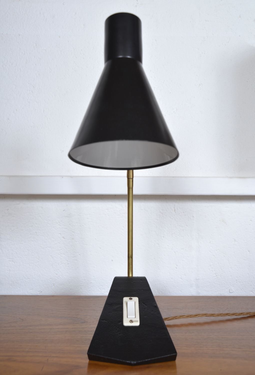 1950s Scandinavian Swan Neck Gooseneck Task Desk Lamp Black & Brass Midcentury Swedish Ewa Style photo buy