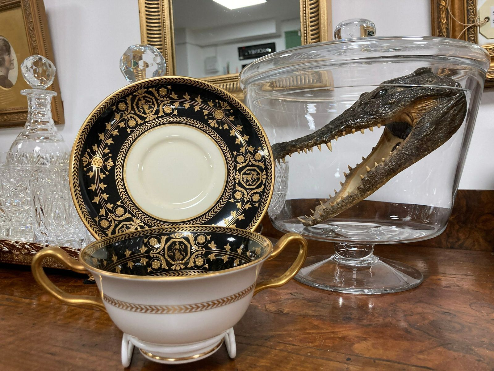 Vintage Wedgwood Astbury Black Soup Cup With Saucer, Wedgewood Teacup Black And Gold