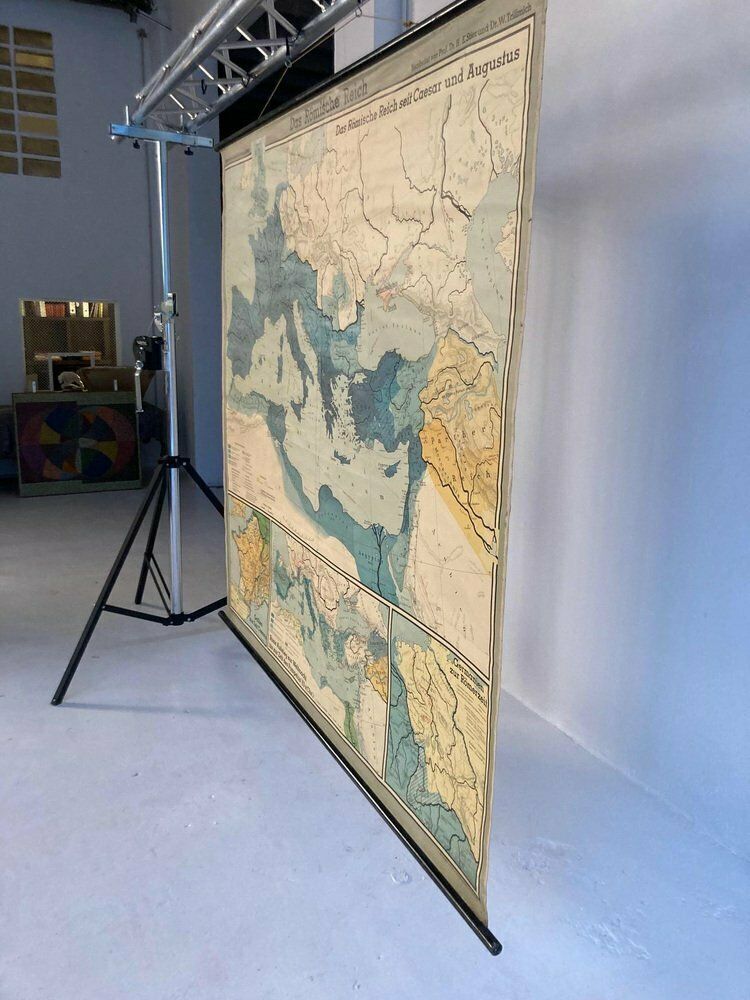 Large German Linen School Map Of The Roman Empire, 1960s photo vinterior