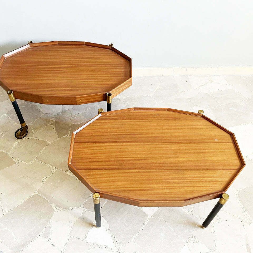 Vintage Metal, Brass And Teak Trolley By Bergonzi, Italy 1950s  Design photo for sale