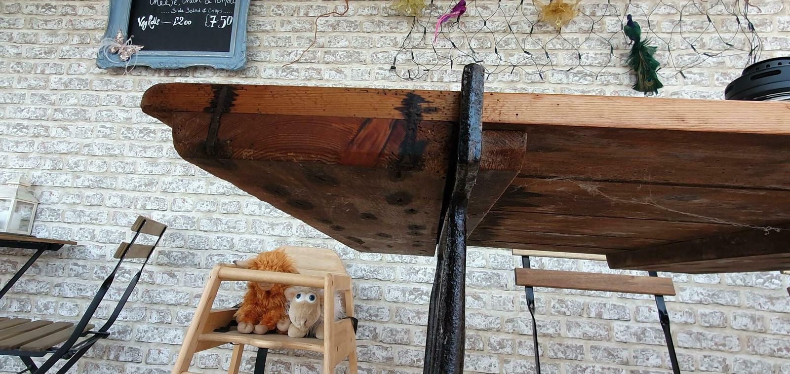 Antique Wrought Iron Trestle Table C19th Pine 6ft photo vinterior