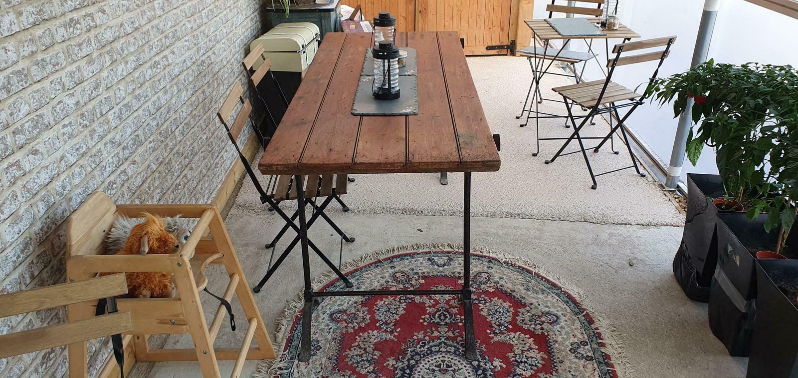 Antique Wrought Iron Trestle Table C19th Pine 6ft photo buy