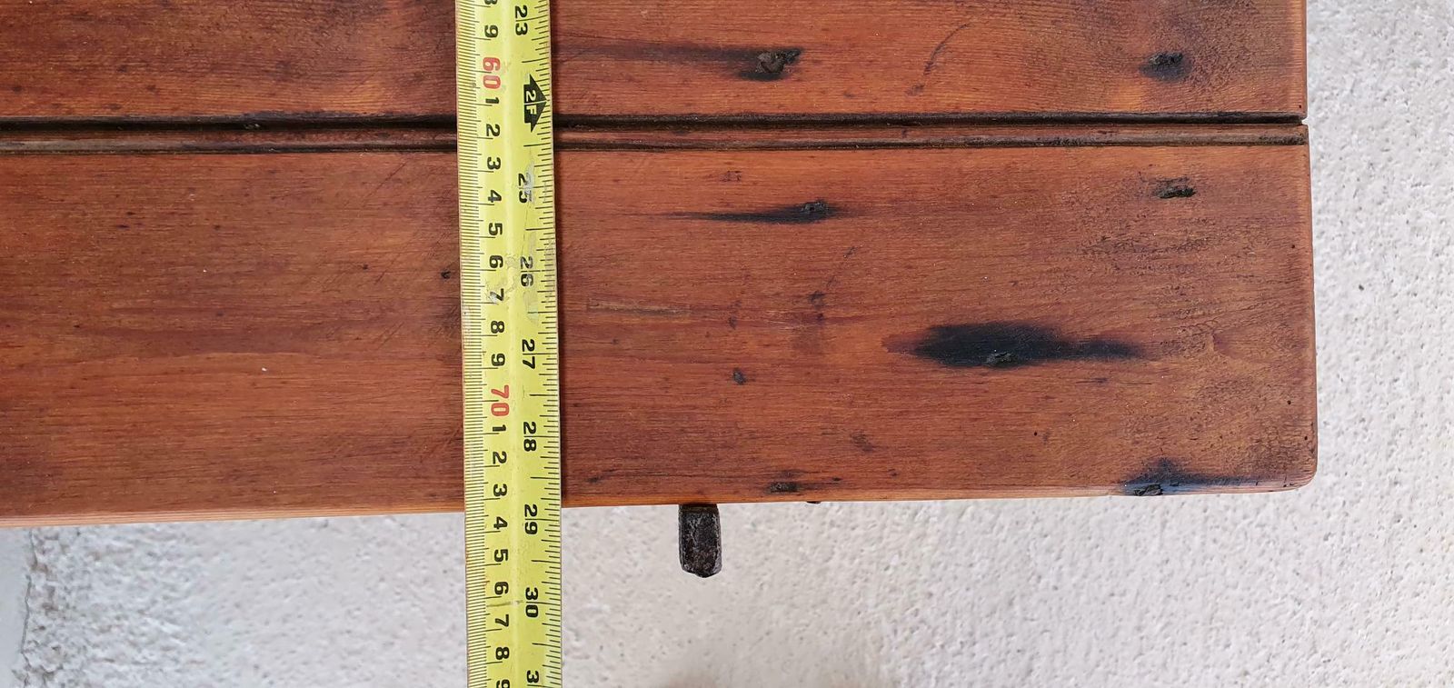 Antique Wrought Iron Trestle Table C19th Pine 6ft photo vintage