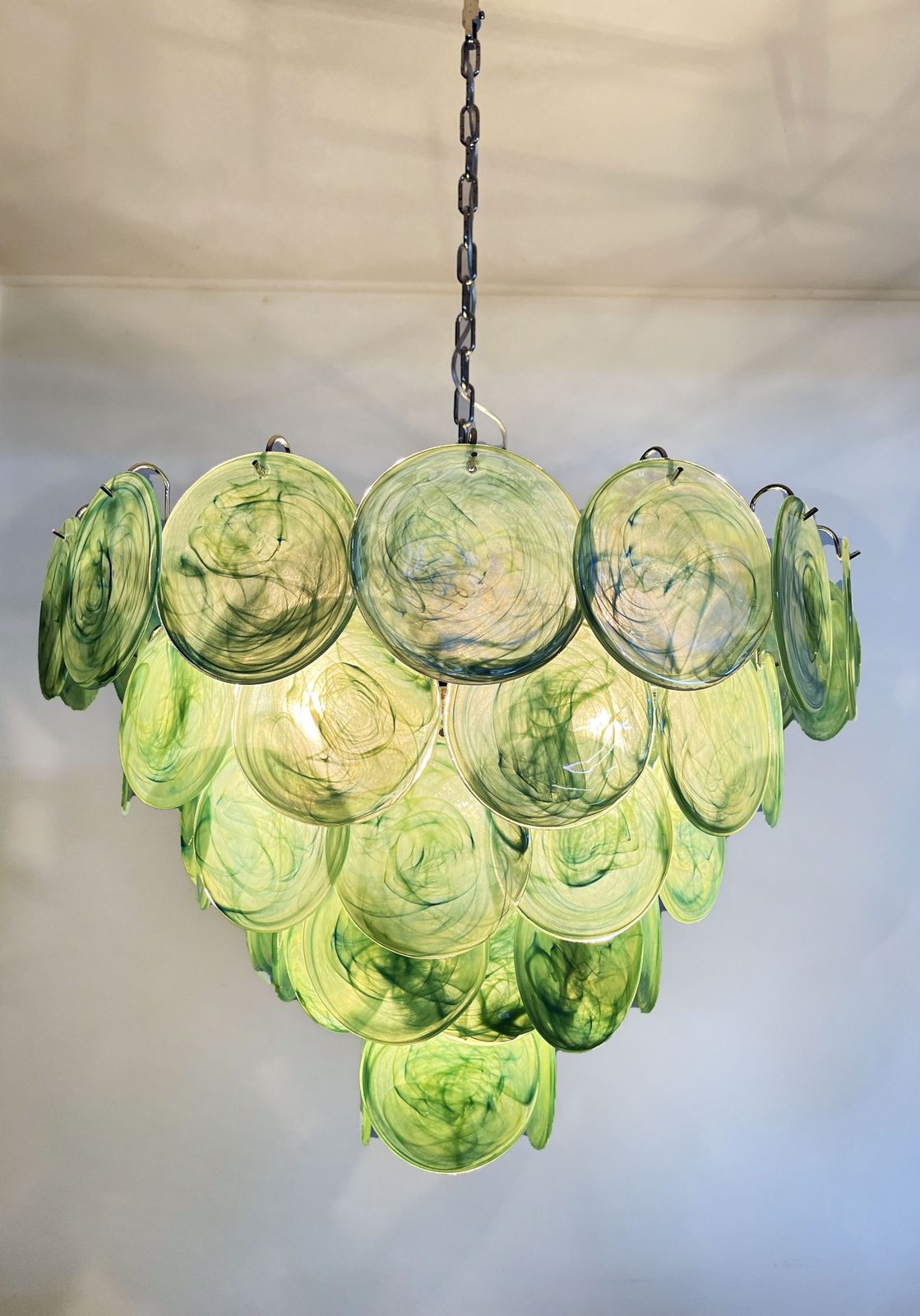 photo buy High Quality Murano Chandelier Space Age   57 Green Albaster Iridescent Glasses