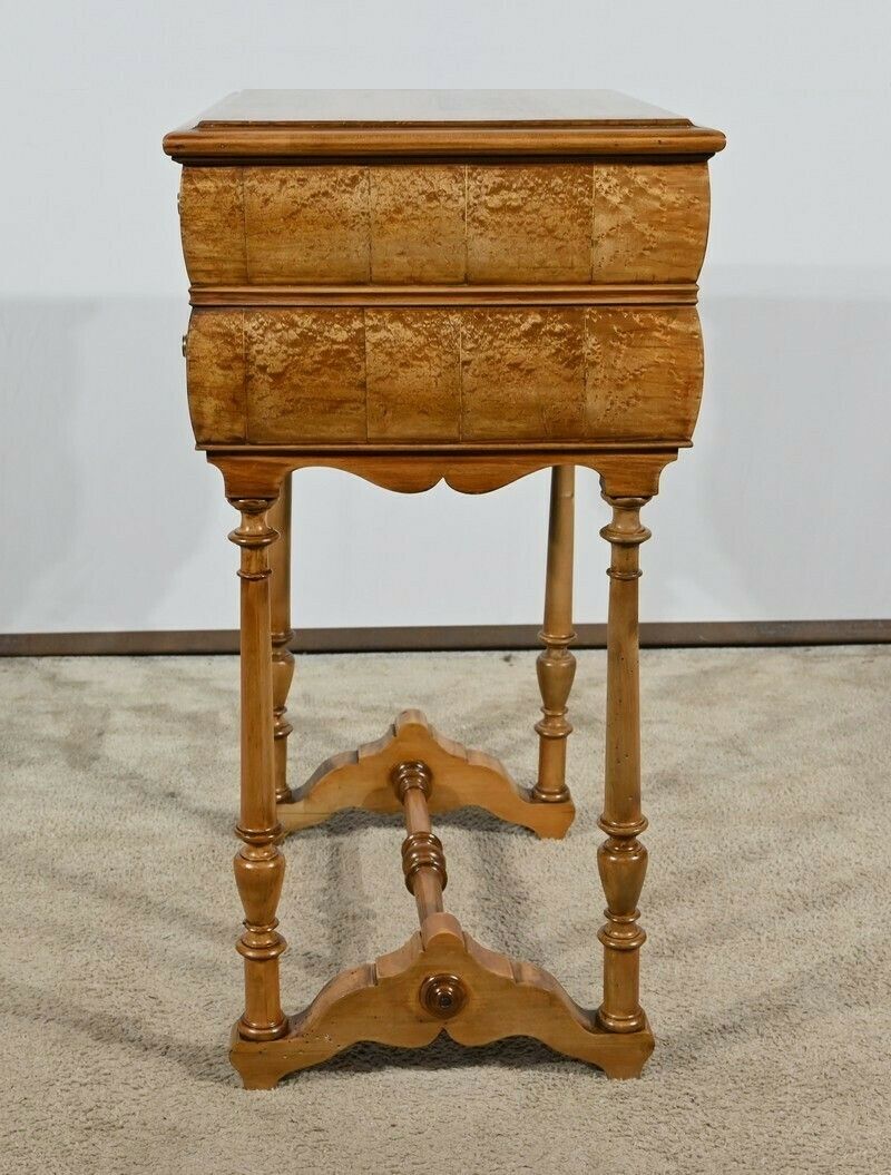photo furniture Rare Small Chiffonnière Table In Speckled Amboyna And Cherry, Louis Philippe Period – 2nd Part 19th Century