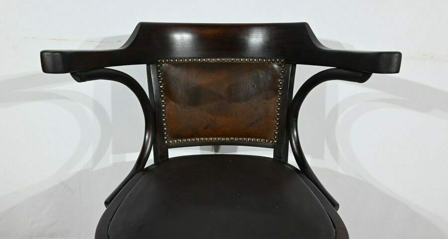 Swivel Office Armchair, In Stained Beech – 1940 photo vintage