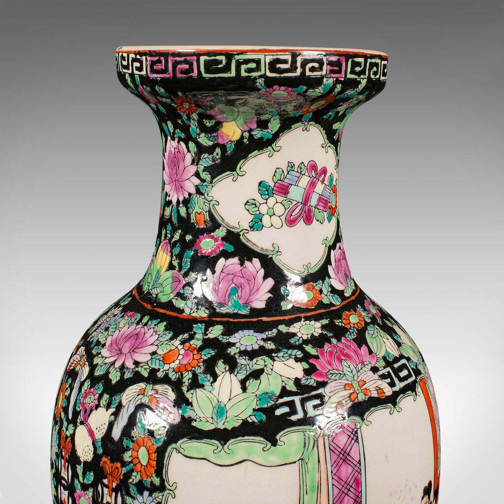 Tall Vintage Flower Vase, Chinese, Ceramic, Display Urn, Art Deco, Mid Century photo buy