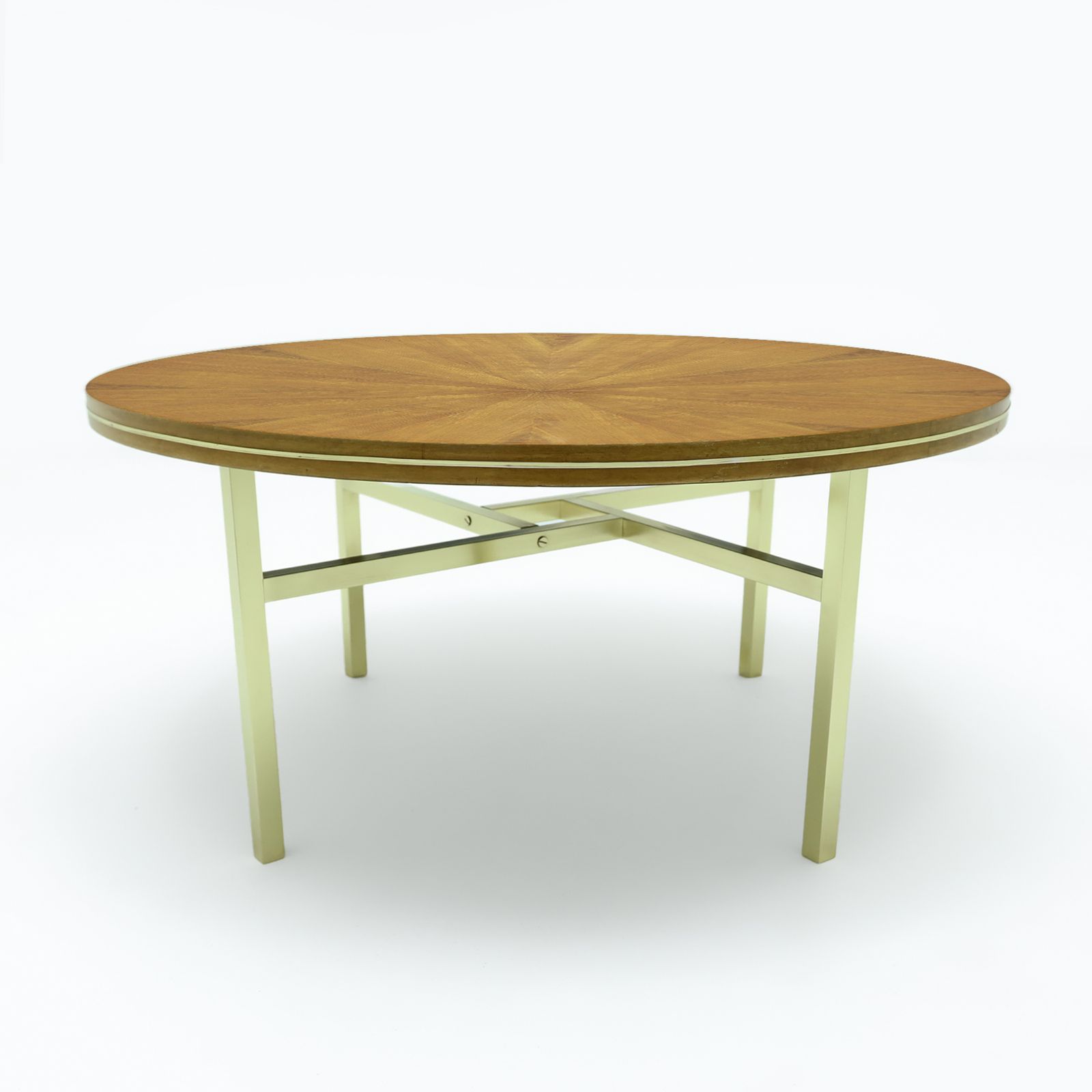 Vintage Italian Sunburst Effect Teak And Brass Coffee Table, 1970s photo 1250.0