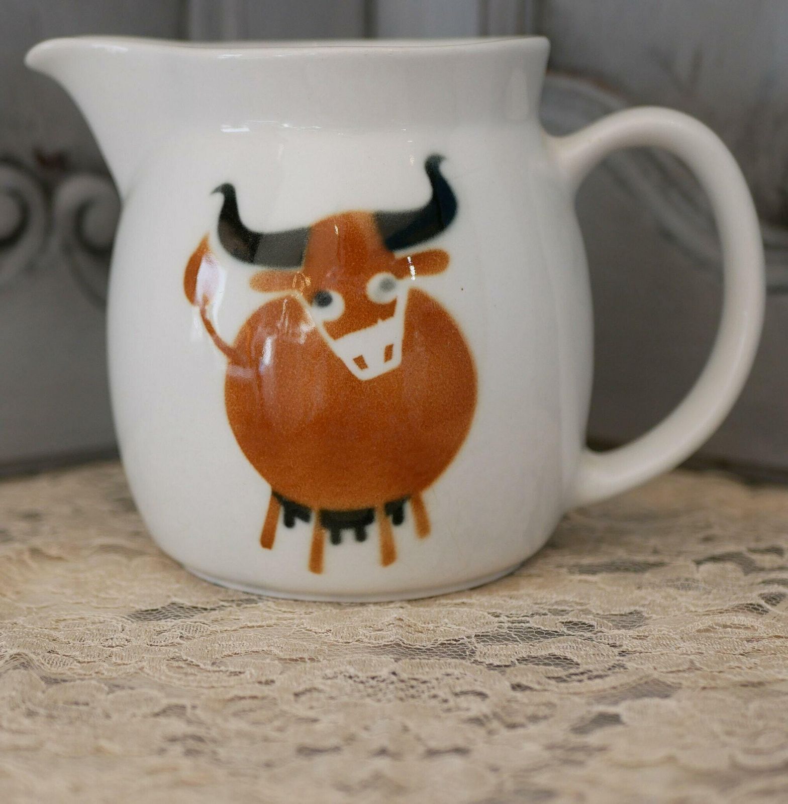 Arabia Of Finland 'Heluna' Cow Milk Jug Anja Kuurikka & Kaj Frank Scandanavian Design Mid Century Art Pottery Collectable China Home Decor photo furniture