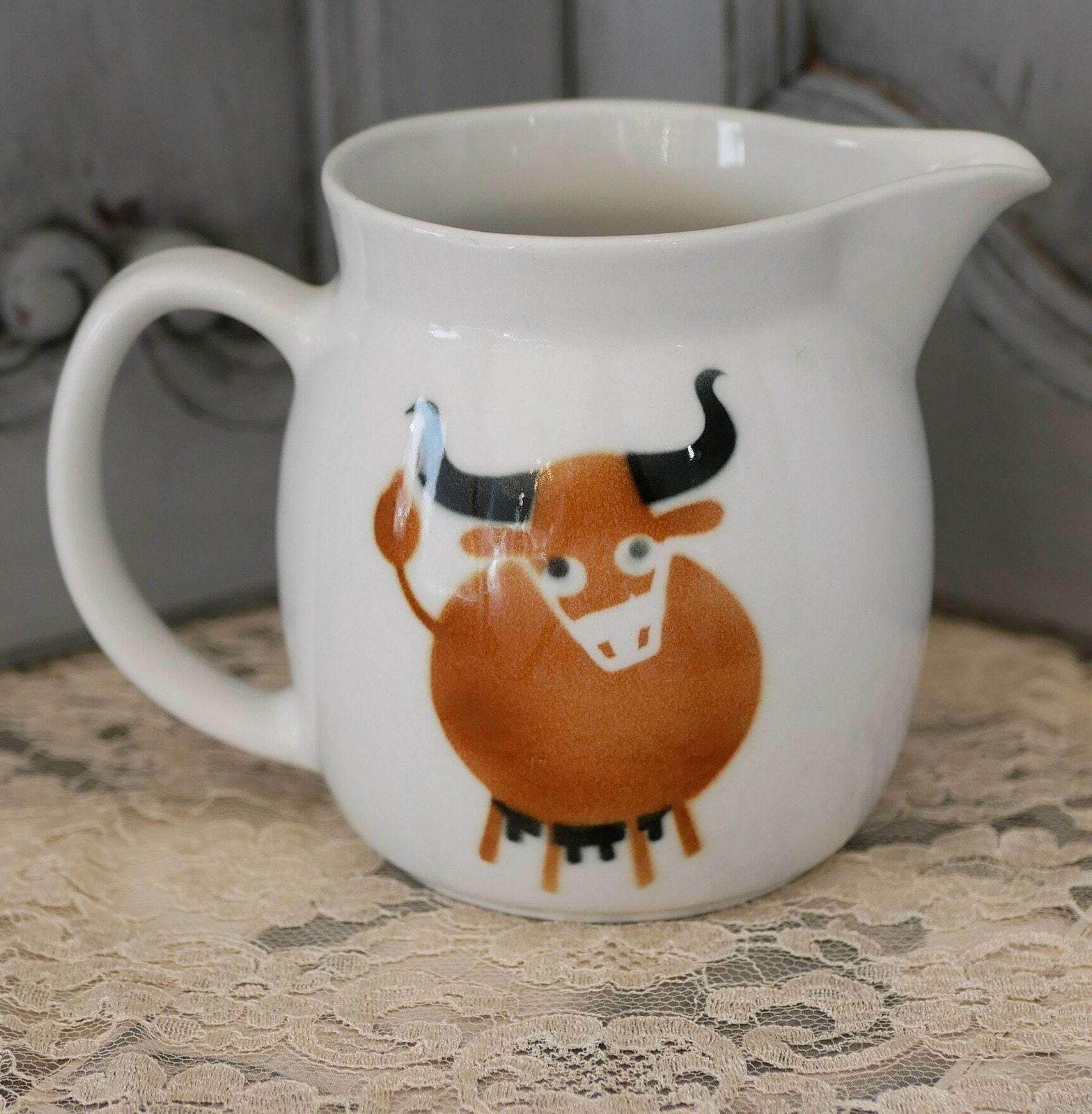 Arabia Of Finland 'Heluna' Cow Milk Jug Anja Kuurikka & Kaj Frank Scandanavian Design Mid Century Art Pottery Collectable China Home Decor photo Home Decor