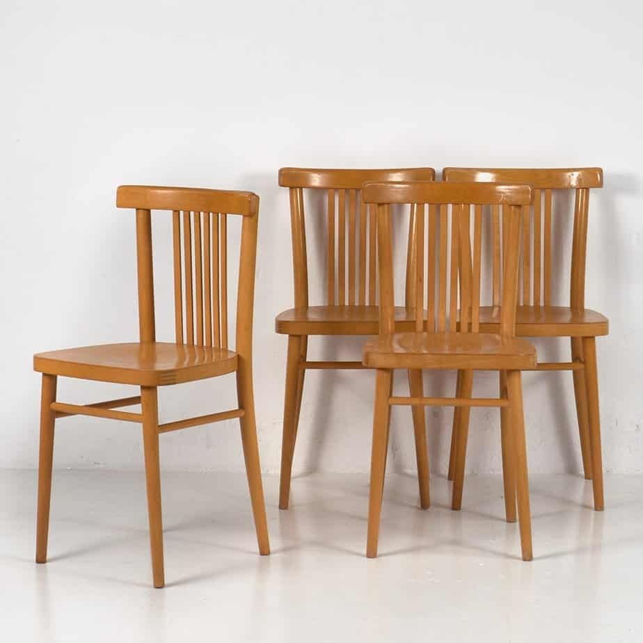 Set Of Retro Style Dining Chairs (C.1950). Set Of 4 Pieces #1