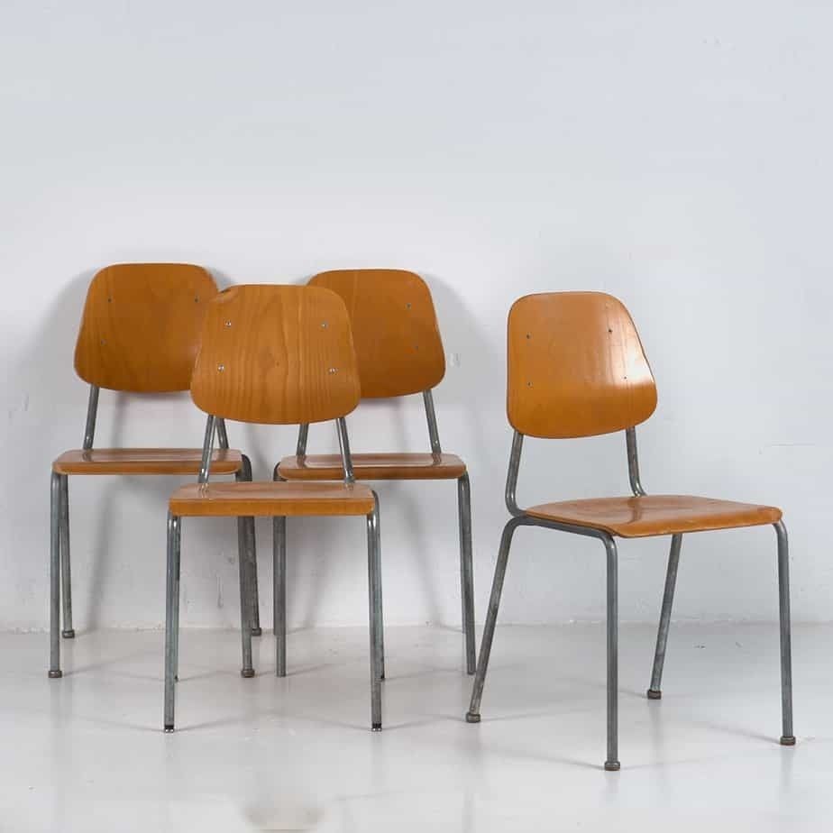 Vintage Industrial Chairs (C.1950). Set Of 4 Pieces