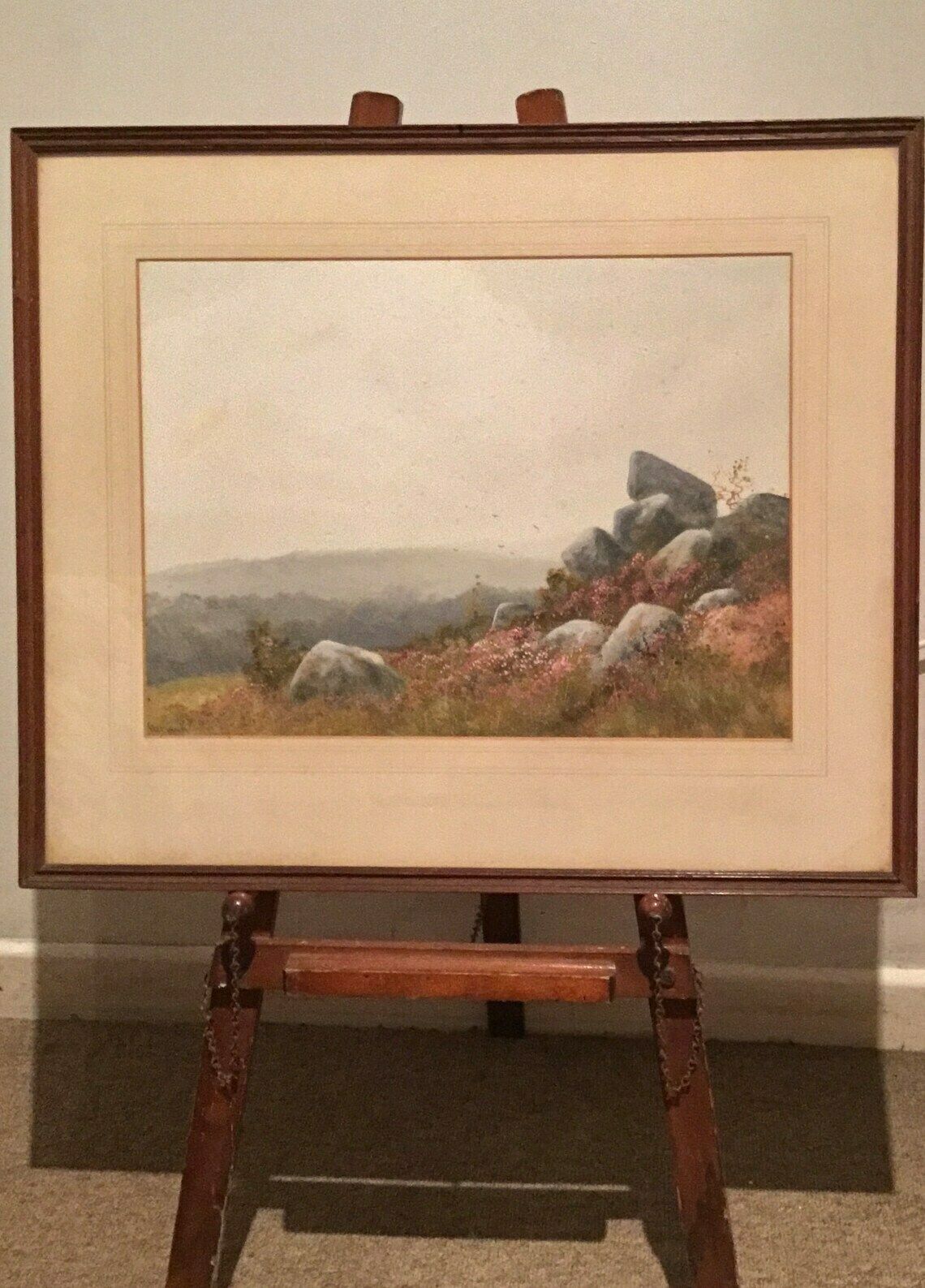 Beautiful Pair Of Large Watercolours By Renowned Artist Rd Sherrin    Moorland Scenes   Signed & In Original Frames photo for sale