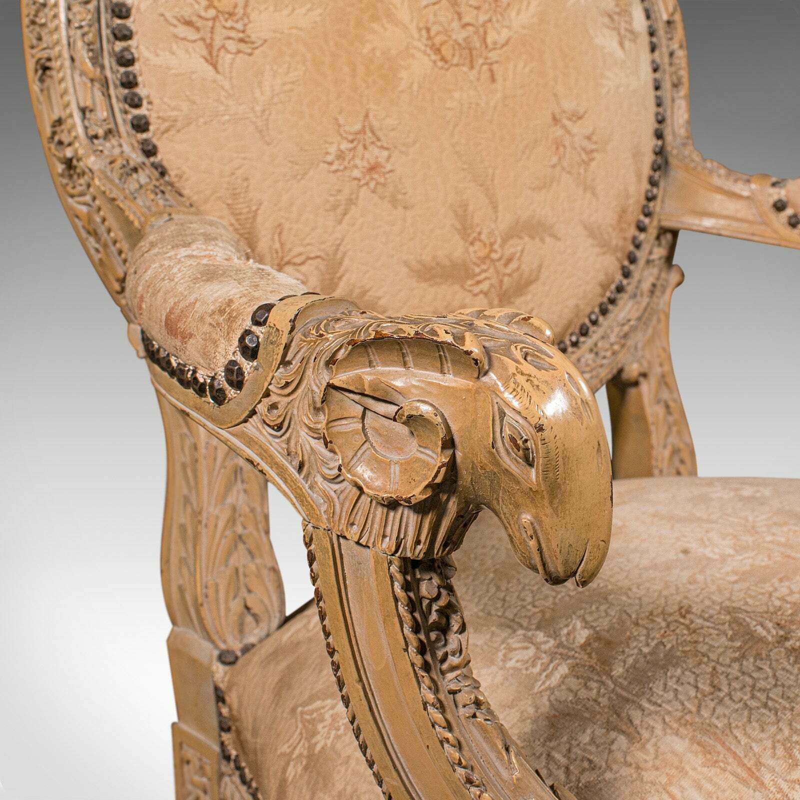 photo for sale Antique Carved Armchair, French, Show Frame, Fauteuil Chair, Victorian, C.1870