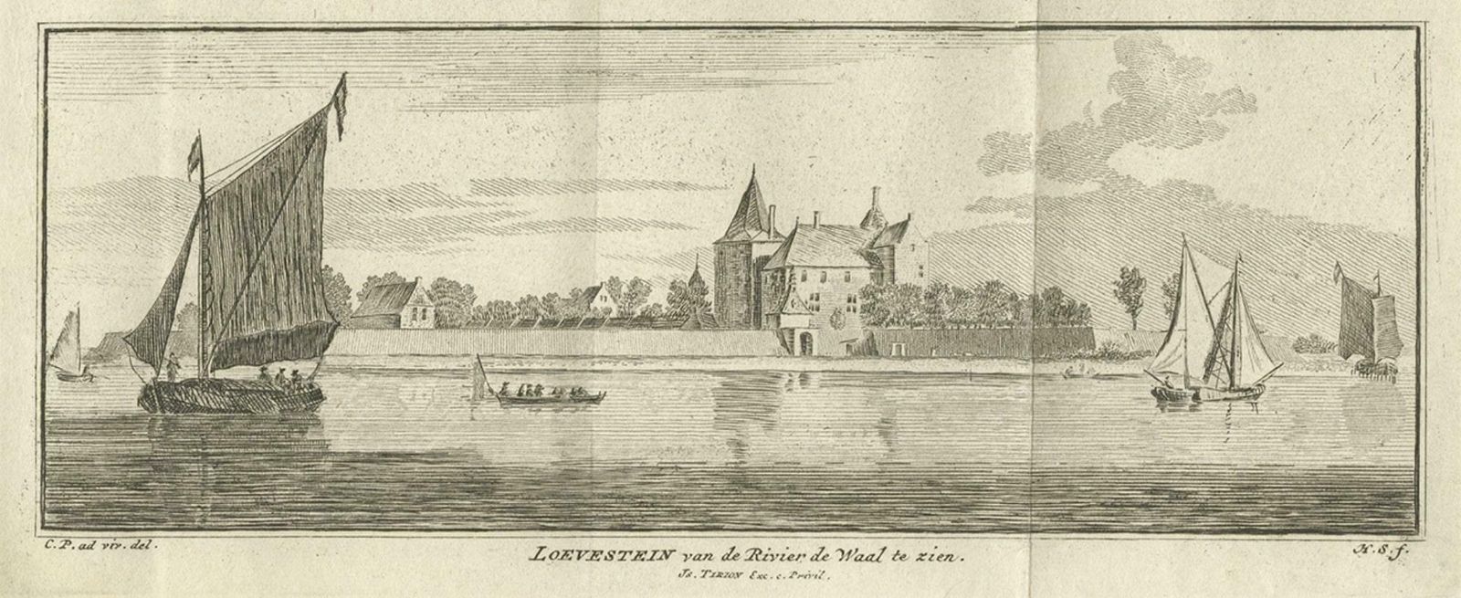 Antique Print Of Loevestein Castle By Tirion, 1749 photo 175.0