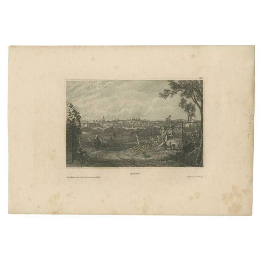 Antique Print Of Madrid In Spain, 1836 photo furniture