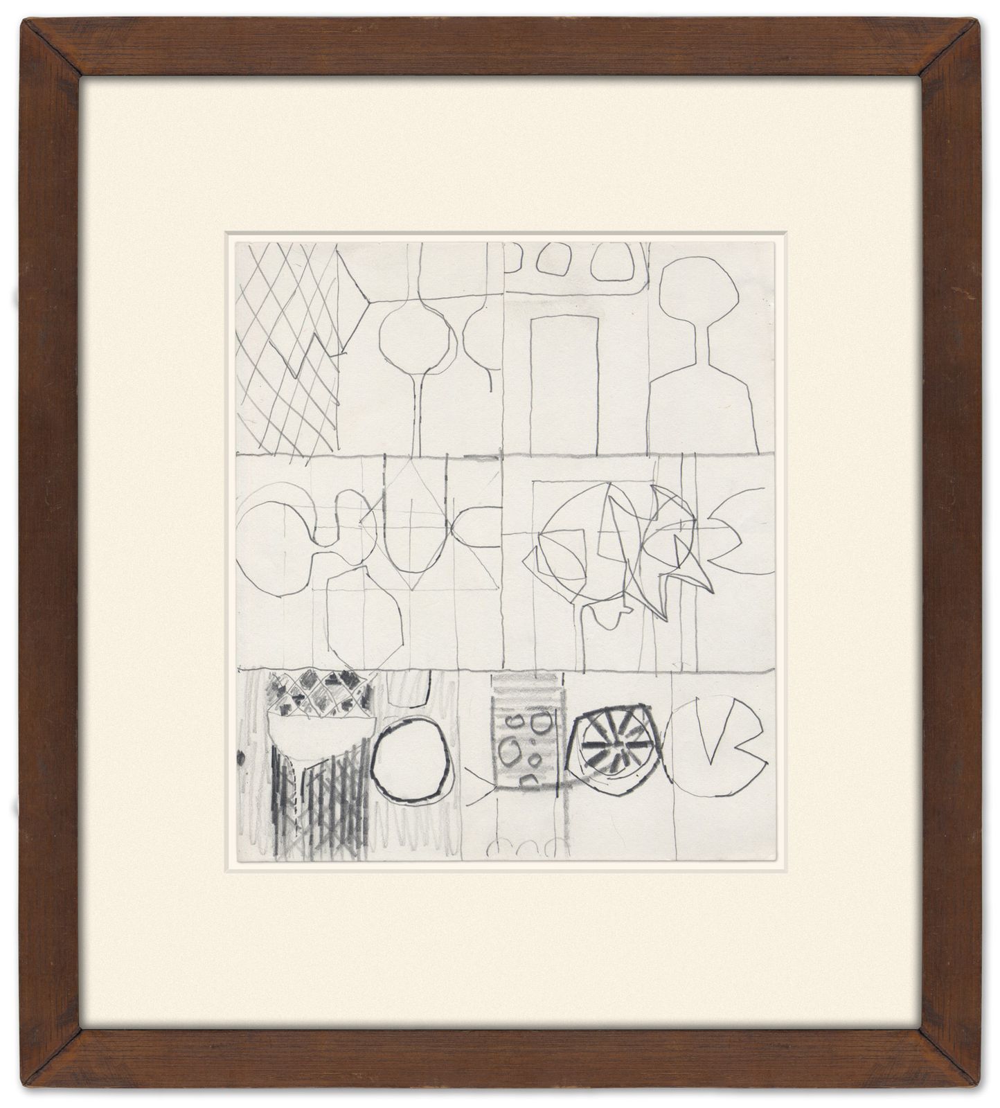 Enigmatic Semi Abstract Drawing By Renowned British Artist: Henry Cliffe, “Untitled”, C.1980