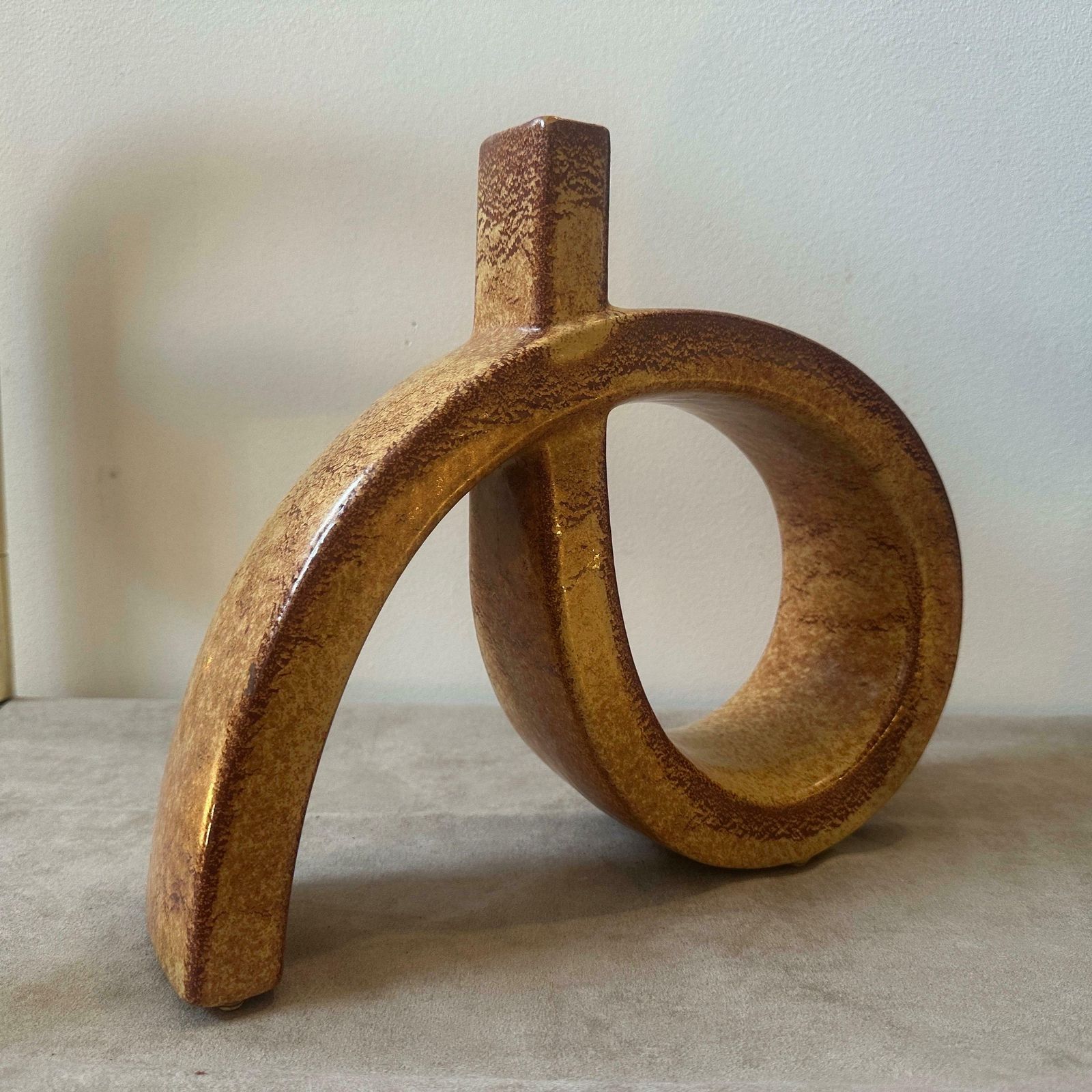 A 1970s Modernist Design Brown And Beige Ceramic Italian Vase By Bertoncello photo furniture