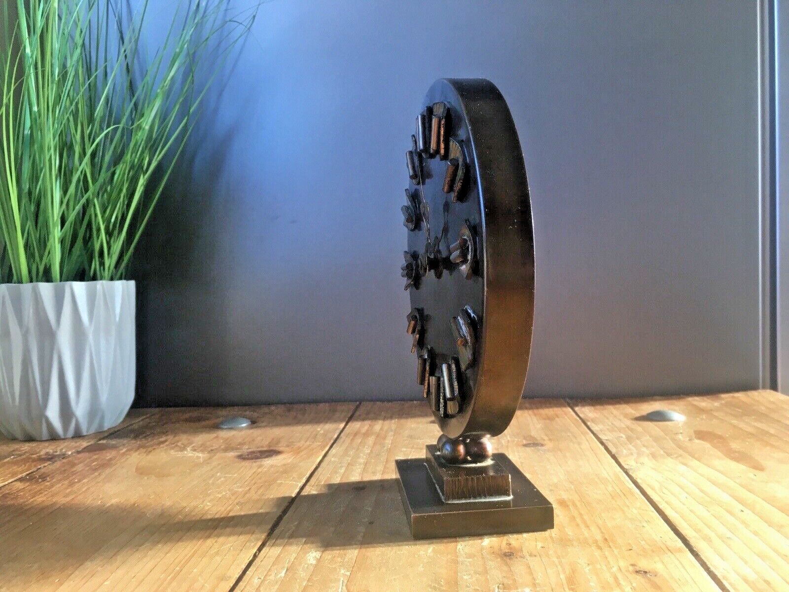 photo furniture Beautiful Brutalist 1950's Bronzed Metal Mantel Clock By Awu   Johannes Bosma
