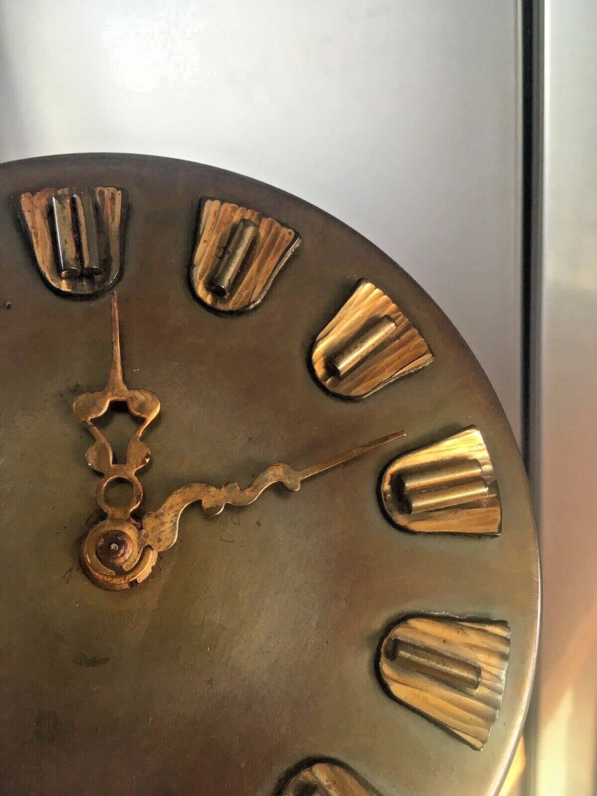 Home Decor Beautiful Brutalist 1950's Bronzed Metal Mantel Clock By Awu   Johannes Bosma photo