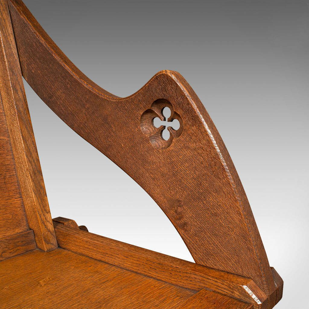 Antique Glastonbury Chair, English Oak, Ecclesiastic Armchair, Gothic, Victorian photo vintage