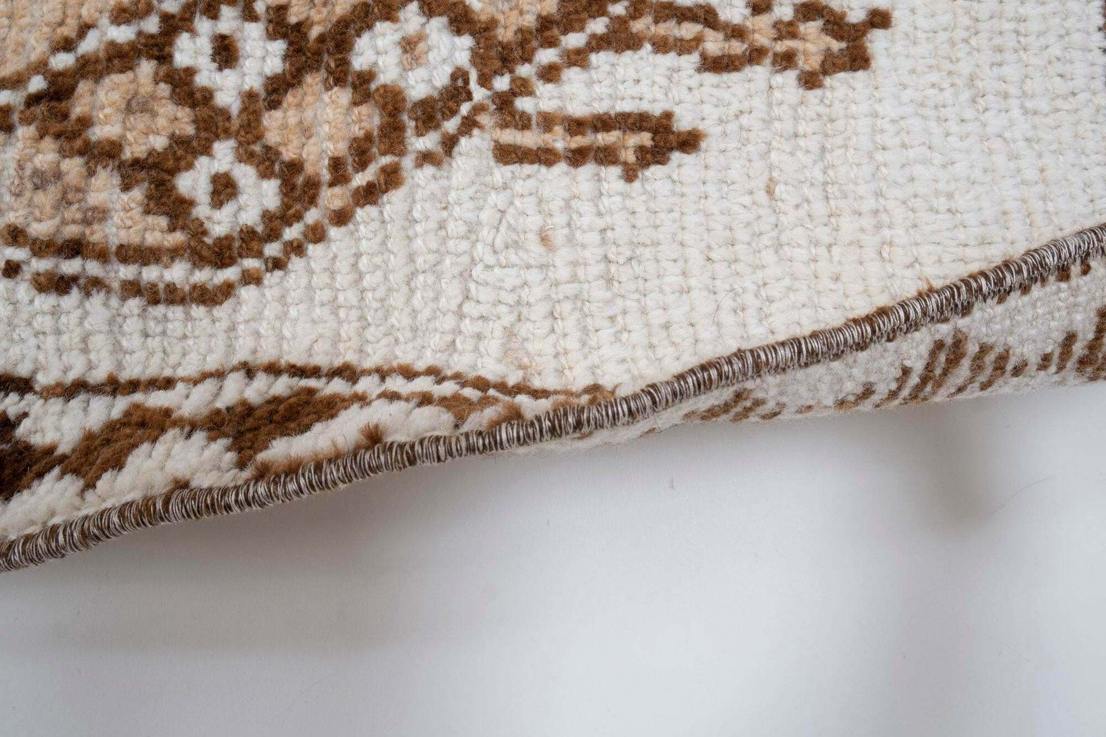 photo for sale Natural White Herki Turkish Hand Knotted Runner 83 X 350 Cm