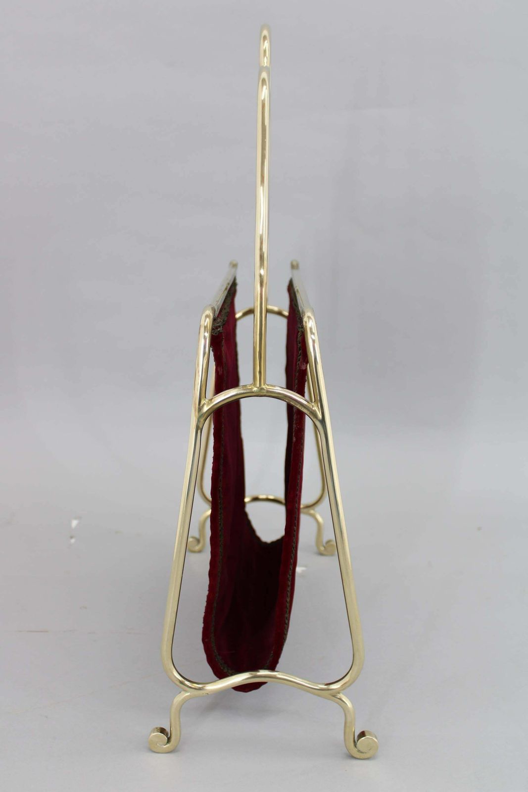 1950s Brass And Fabric Magazine Stand, Italy photo for sale