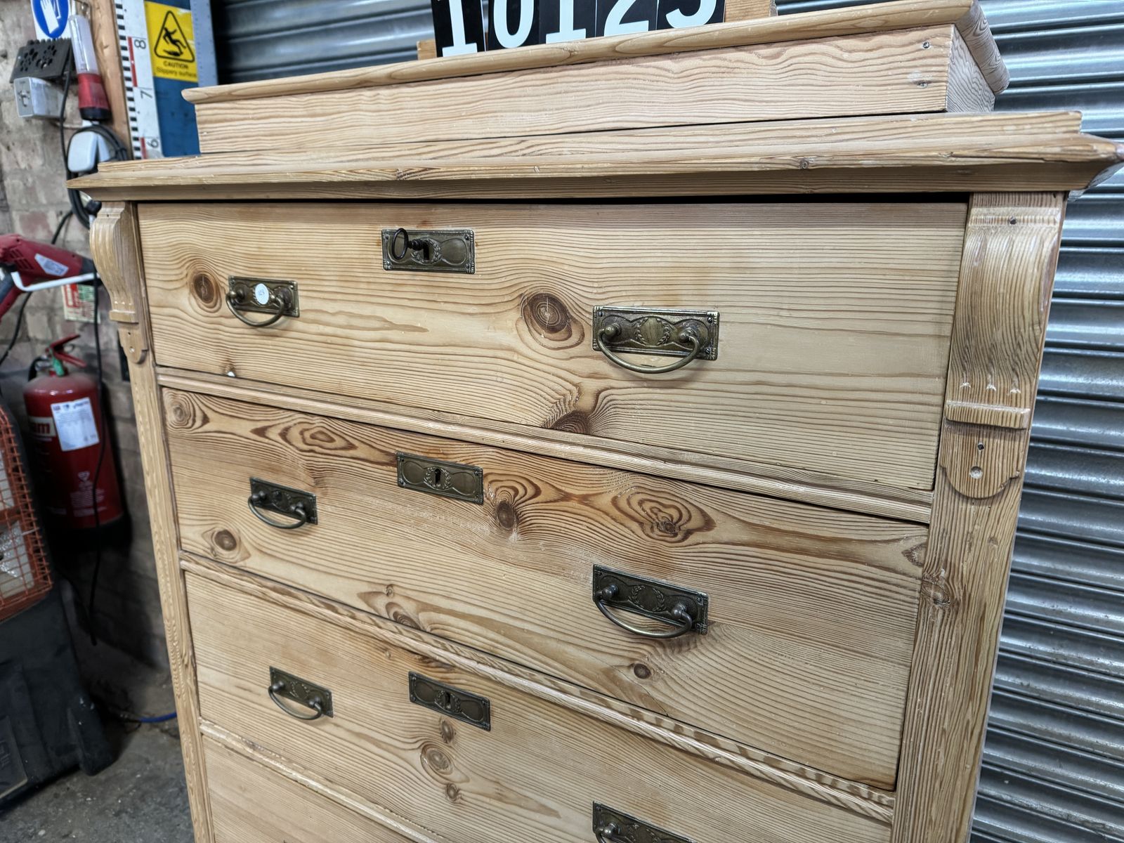 Waxed Danish Antique Pine Chest Of 5 Drawers photo furniture