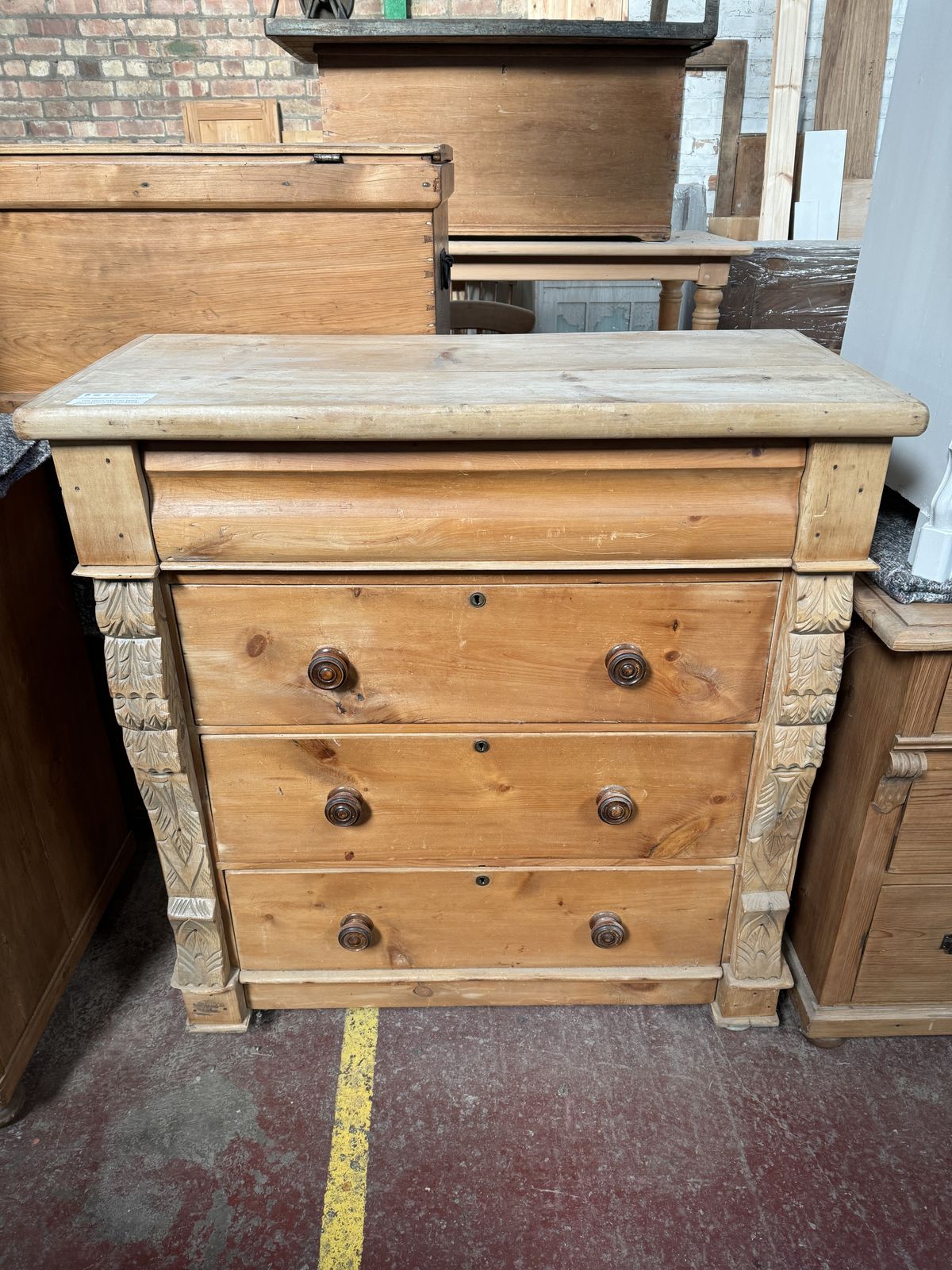 Large Scottish Antique Pine Chest Of Drawers