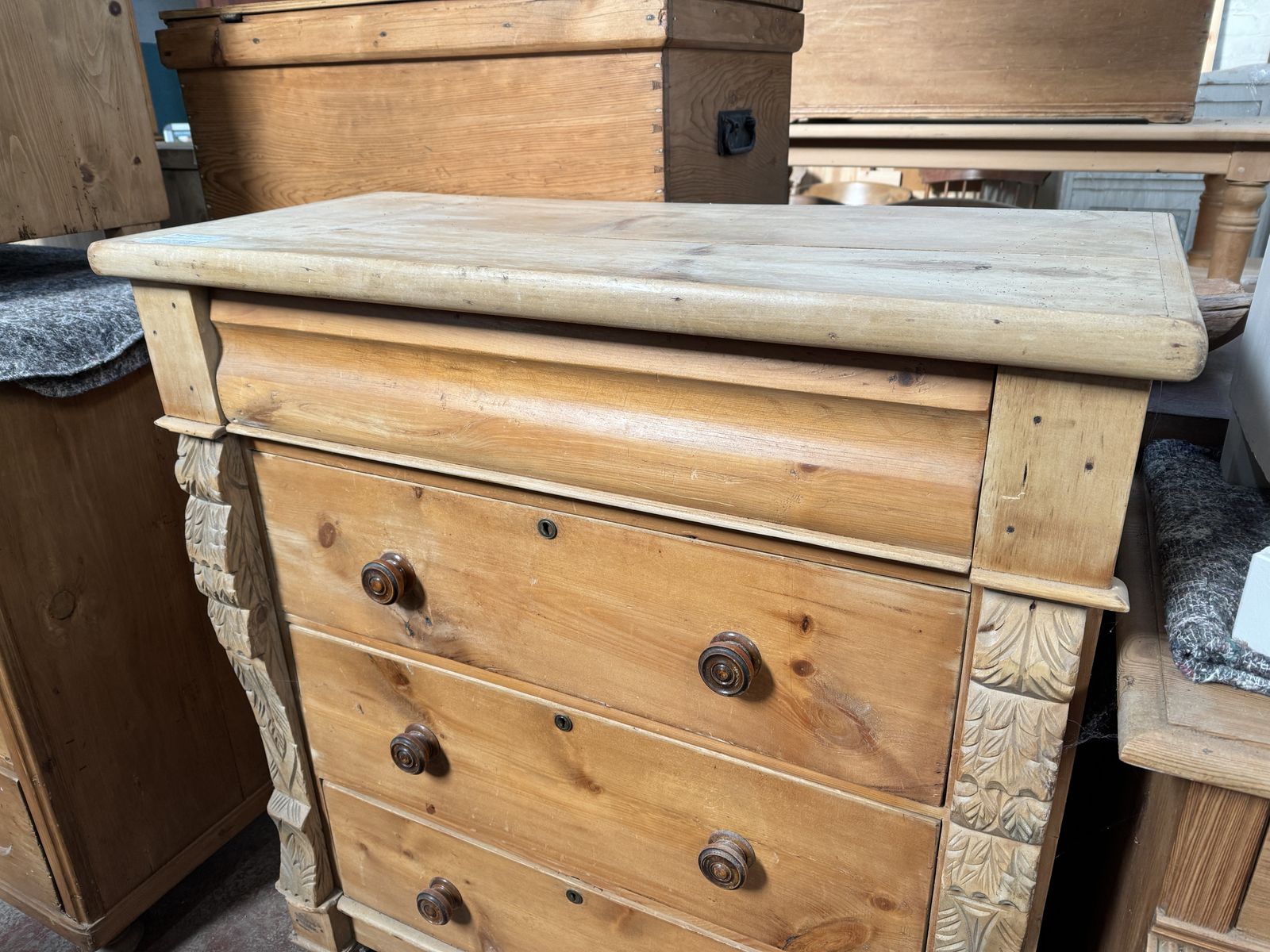 Large Scottish Antique Pine Chest Of Drawers photo Furniture