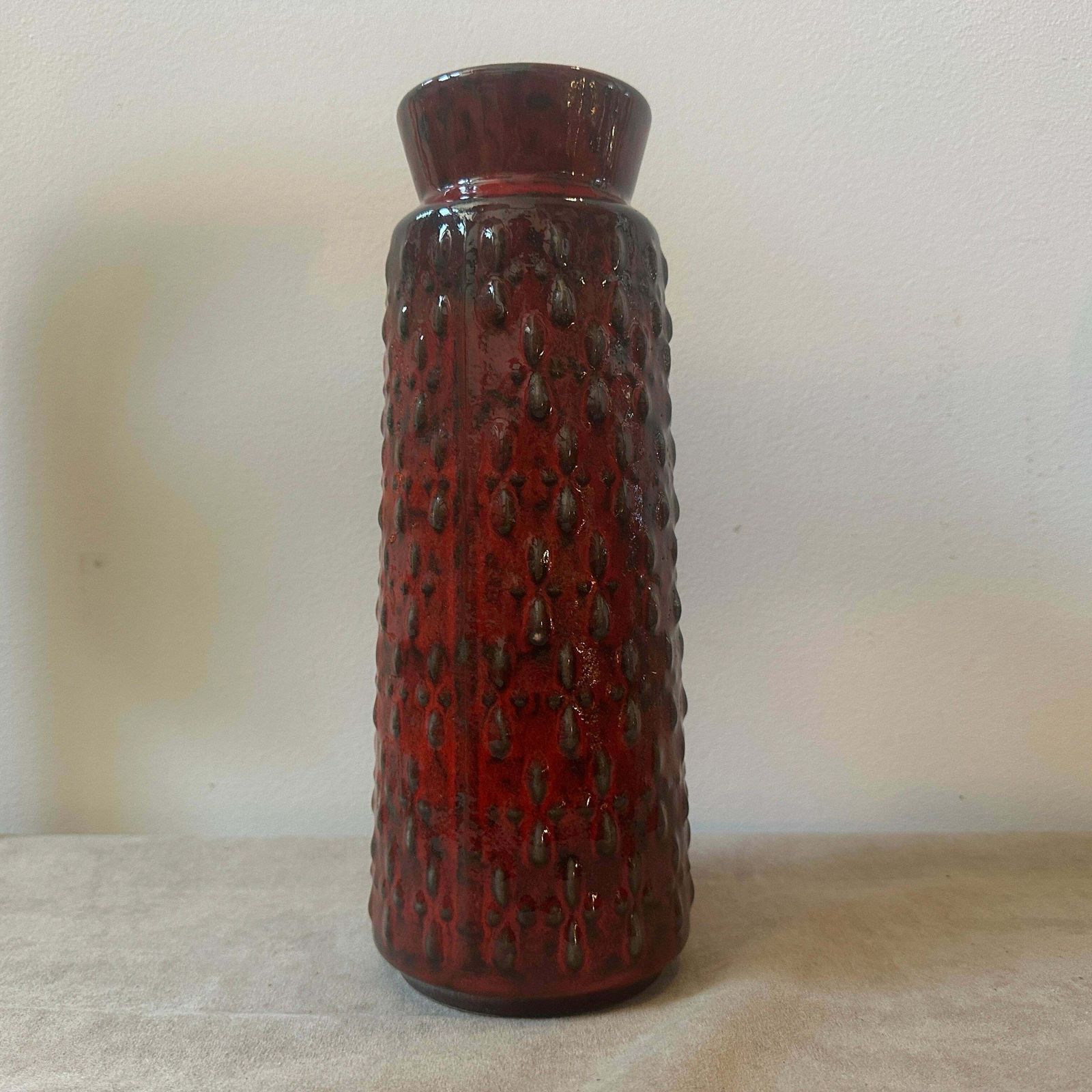 1970s Modernist Red And Black Fat Lava Ceramic German Vase By Wgp photo buy
