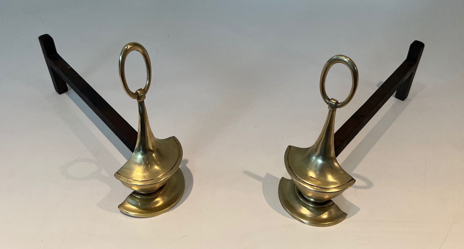 Pair Of Neoclassical Style Bronze Andirons photo Home Fixtures