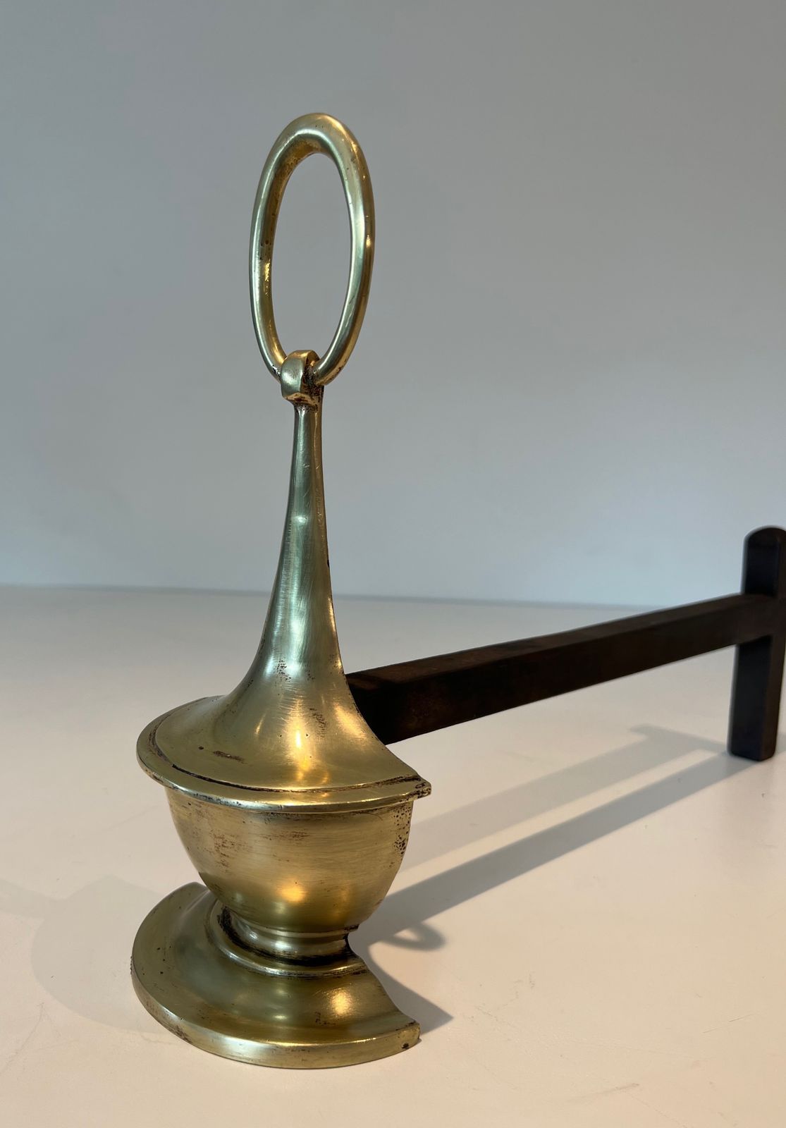 Pair Of Neoclassical Style Bronze Andirons photo vintage