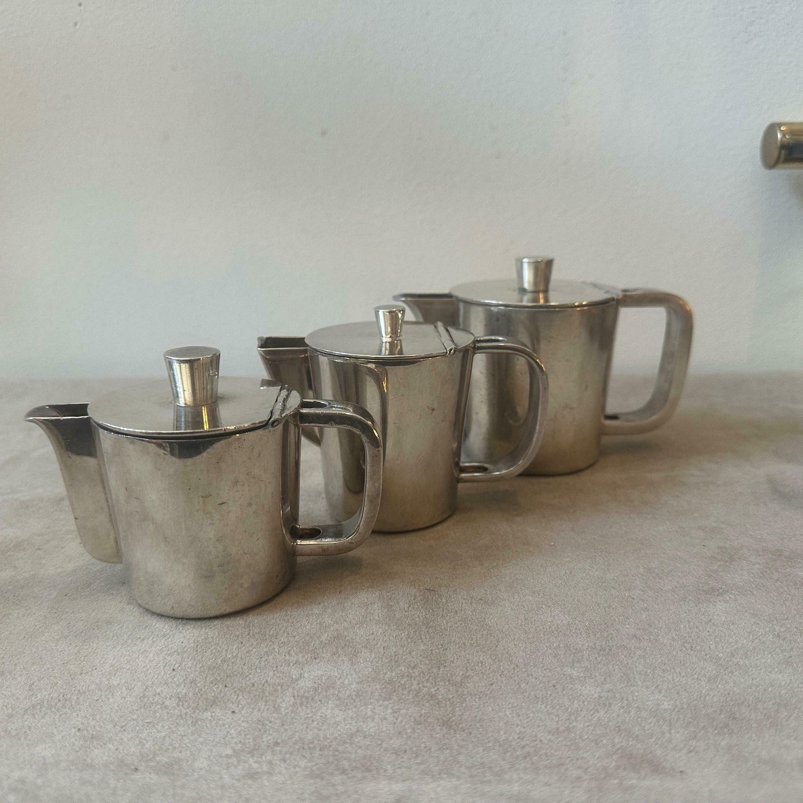 1940s Art Deco Set Of Three Alpaca Coffee Pot By Krupp Designed By Gio Ponti photo furniture