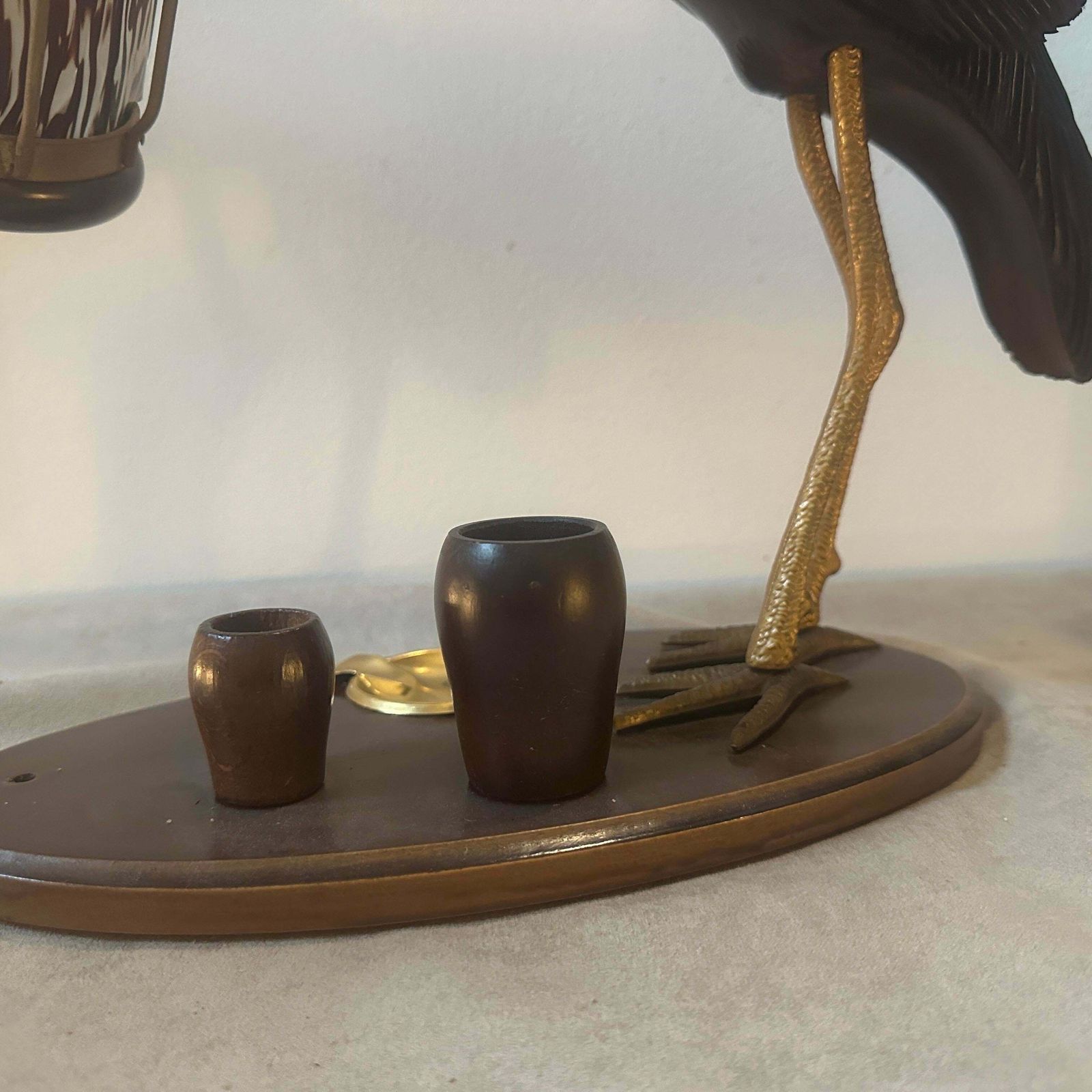 1950s Mid Century Modern Wood Table Lamp And Smoking Set By Aldo Tura For Macabo photo vinterior