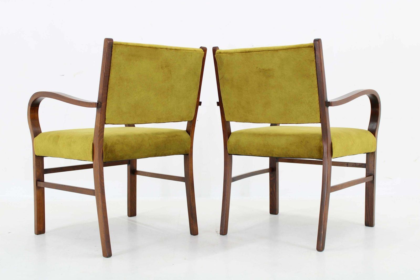 1940s Pair Of Restored Beech Art Deco Armchairs Czechoslovakia photo vintage