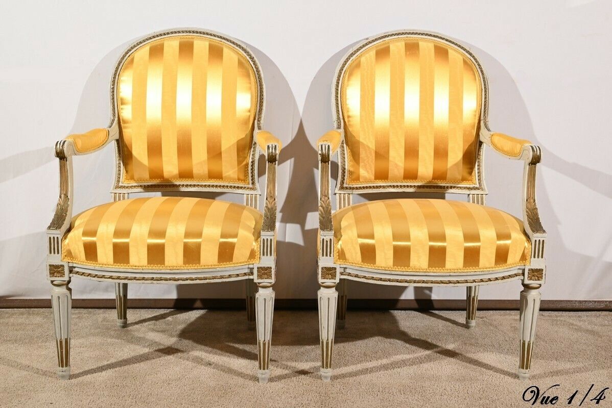 Pair Of Cabriolet Armchairs, Louis XVI Style – Late 19th Century photo Furniture