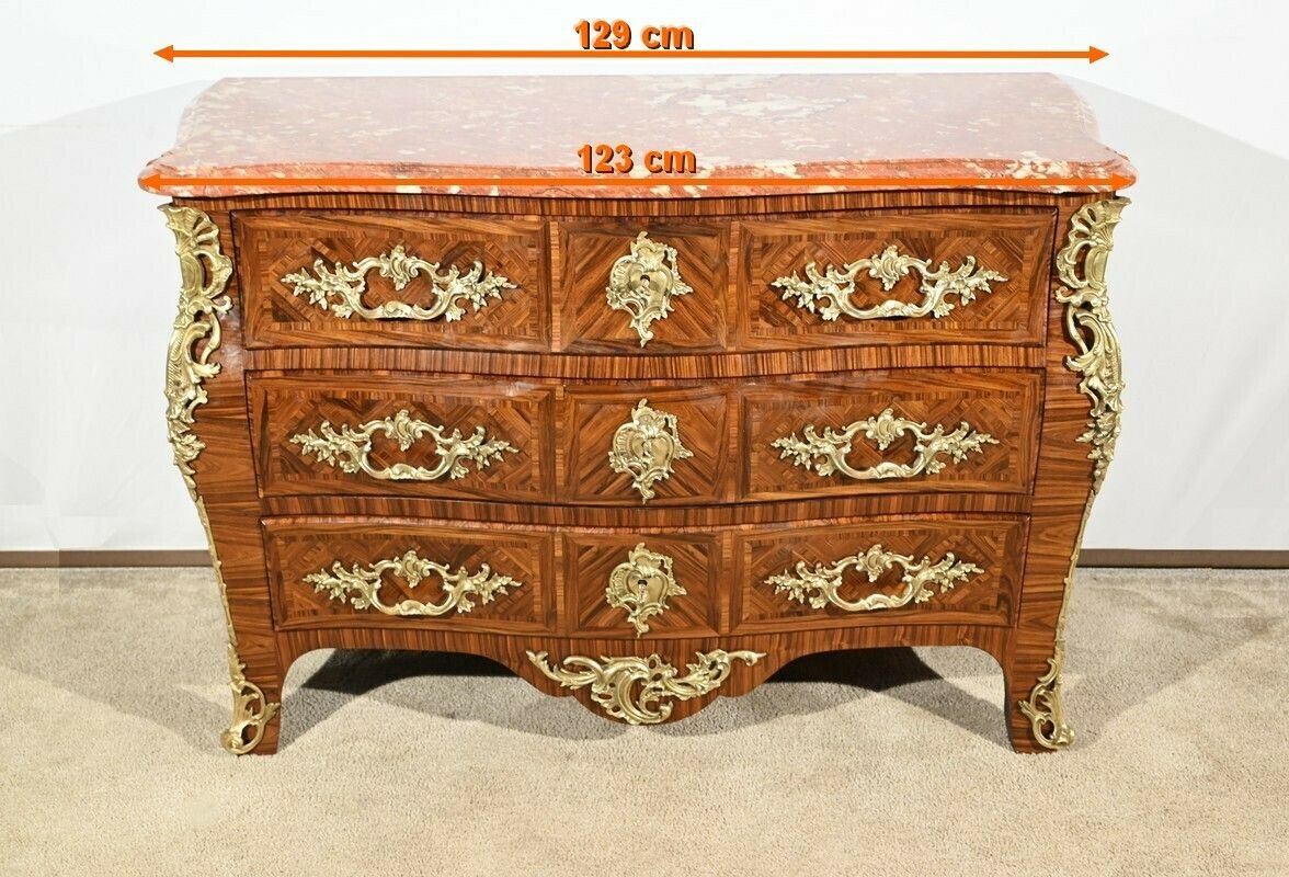 Tomb Commode In Violet Wood Marquetry, Louis XIV/Louis XV Transition Style – 1st Part 20th photo furniture