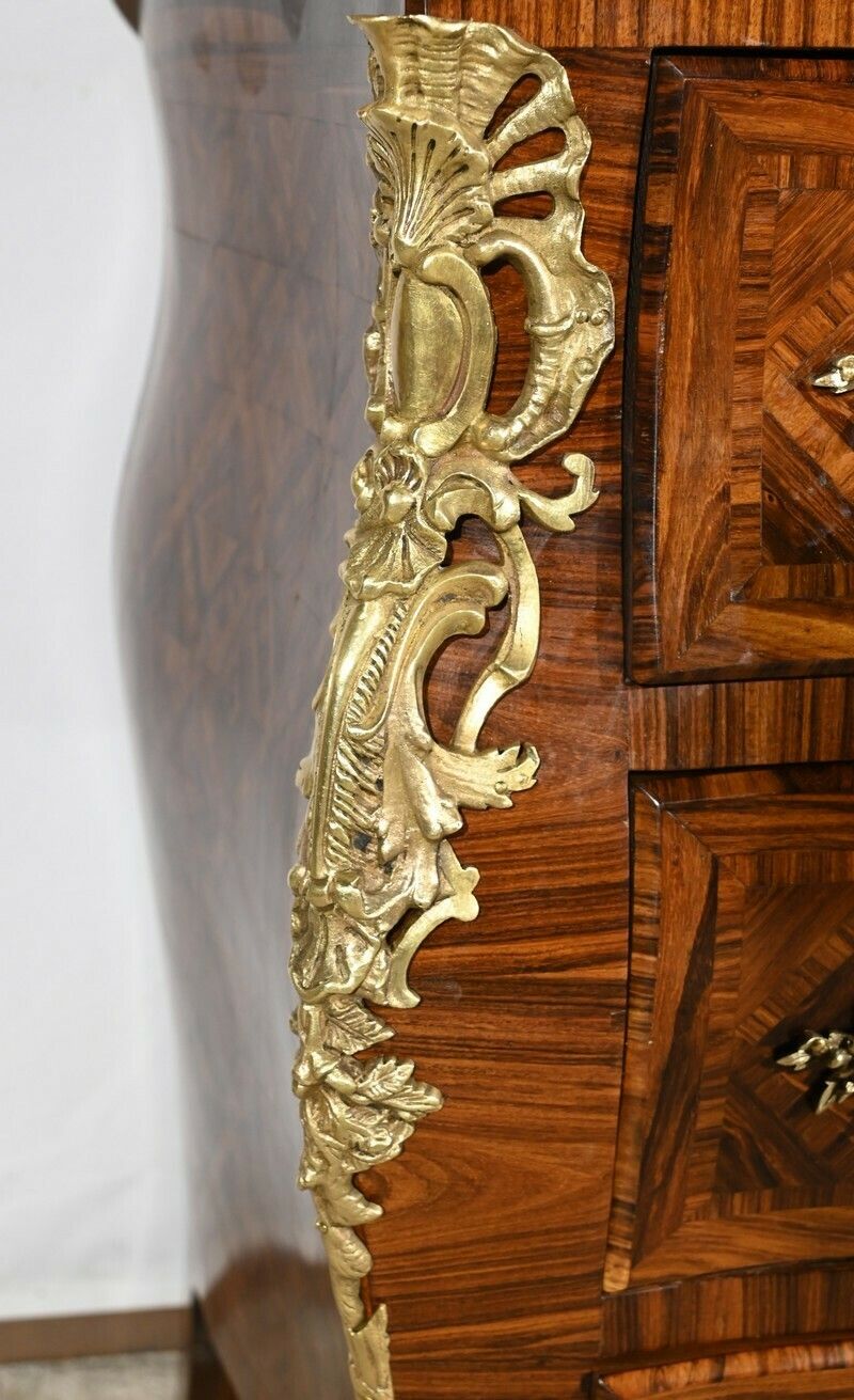 Furniture Tomb Commode In Violet Wood Marquetry, Louis XIV/Louis XV Transition Style – 1st Part 20th photo
