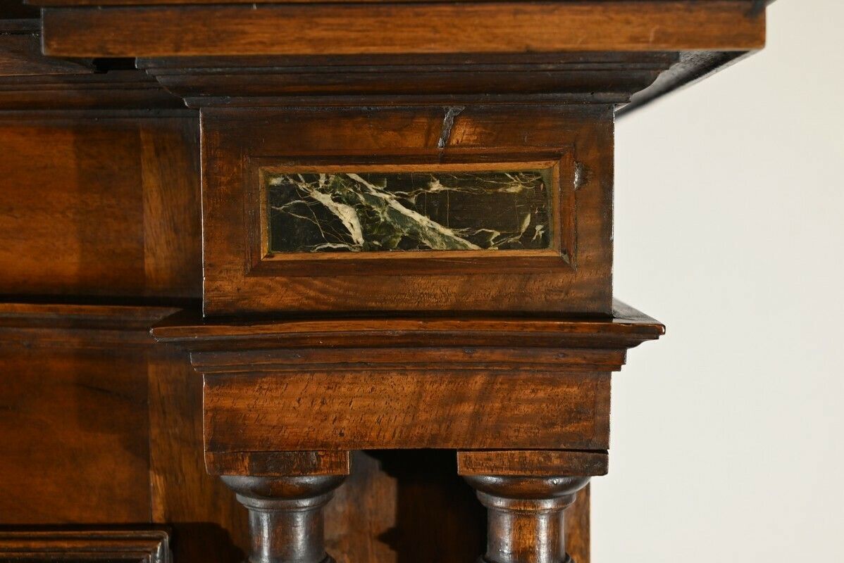 photo vintage Small Two Body Buffet In Solid Walnut, Renaissance Style – Mid 19th Century