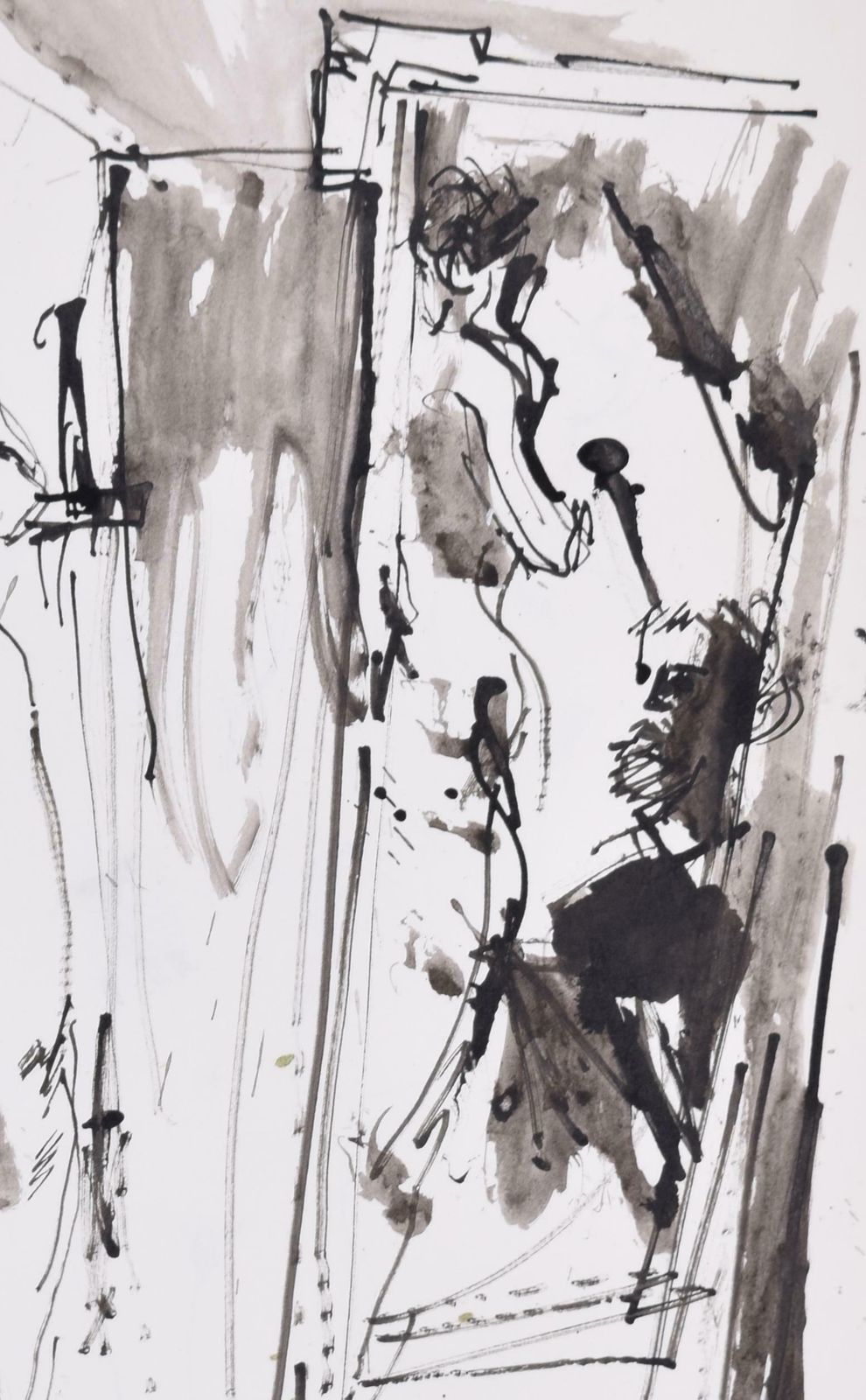 Peter Collins Arca Self Portrait In Two Mirrors With Nude Ink Drawing By Peter Collins Arca Circa 1995 photo for sale