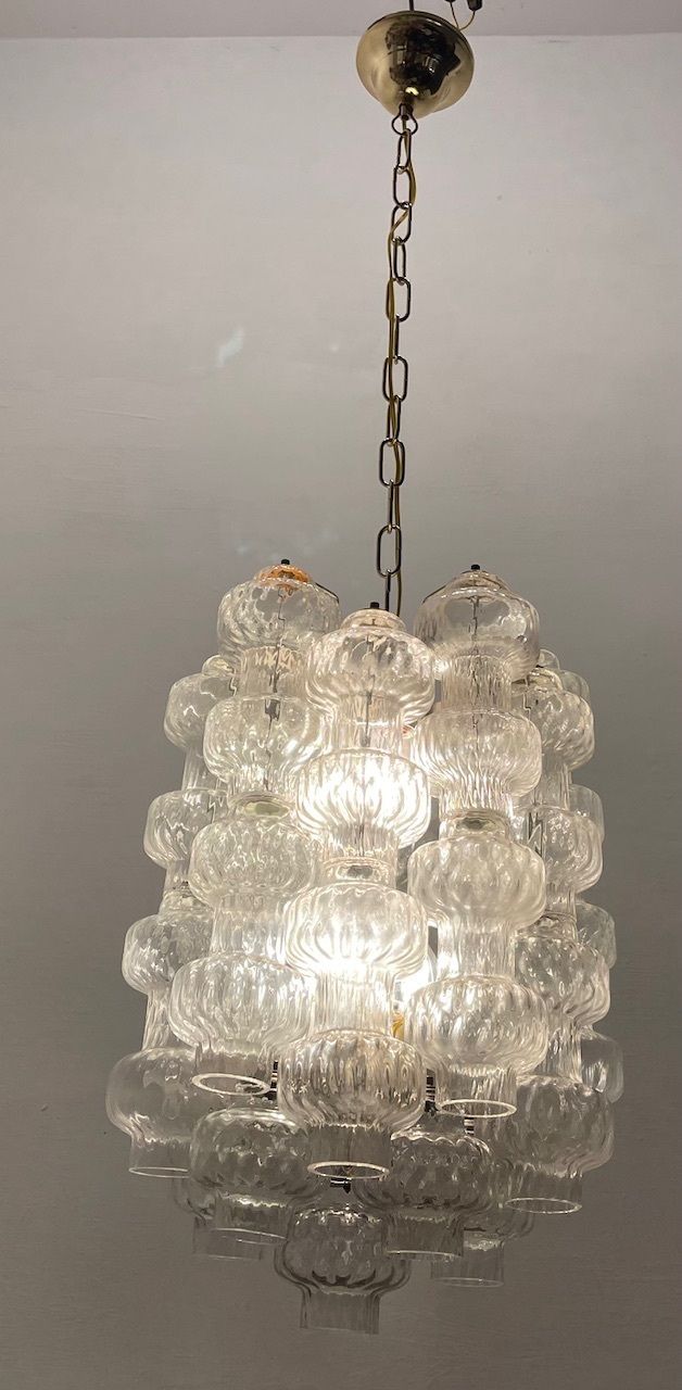 Iconic Murano Glass Barbell Chandelier By Venini 1960’s